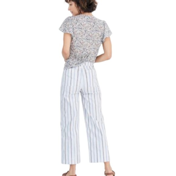 Women's 24 Madewell Slim Emmett Wide-Leg Crop Pants in Montpellier Stripe - Picture 2 of 8